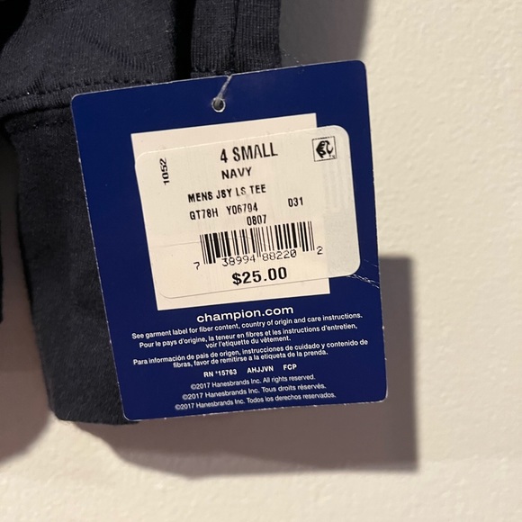 Navy Blue Champion Long Sleeve Adult Small - Picture 3 of 3